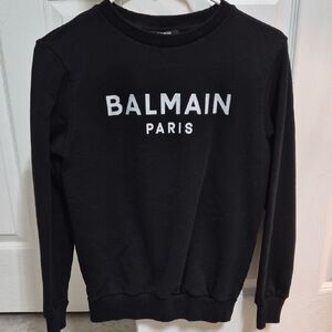 Balmain Black Crewneck with White Logo
